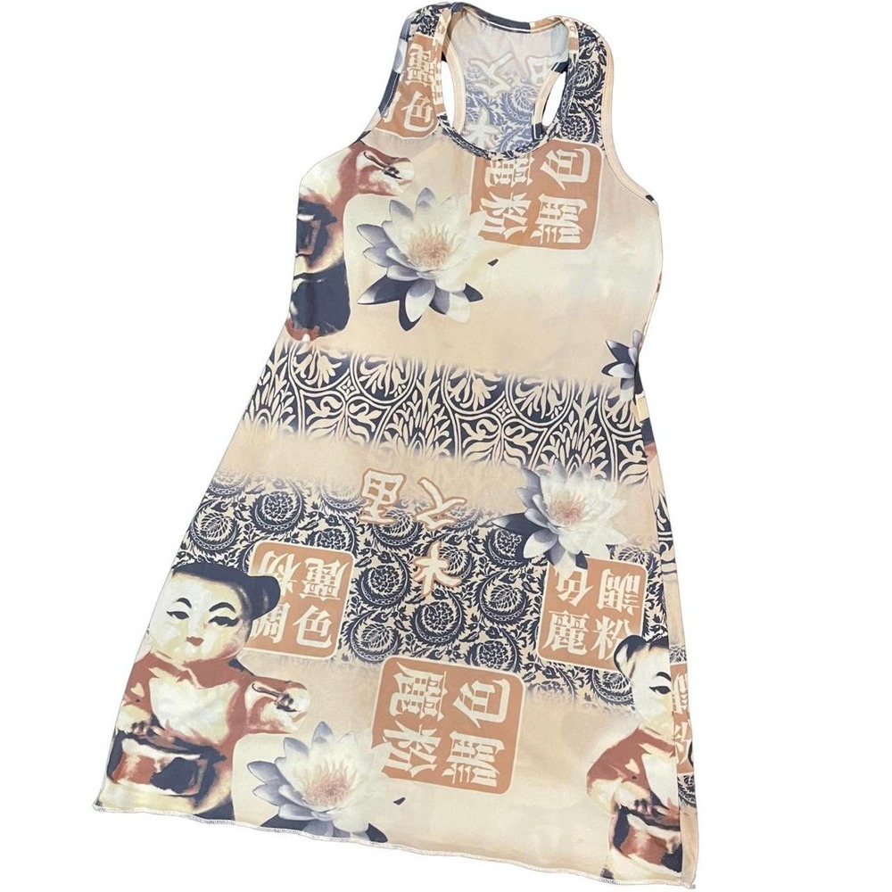 Vintage 2000s Mesh Print Mini Dress (XS-S) - Picture 6 of 7